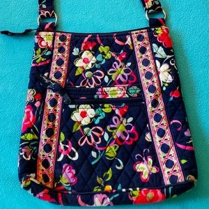 Vera Bradley Celebrated Pattern "Ribbons" Crossbody Purse (nearly new condition)